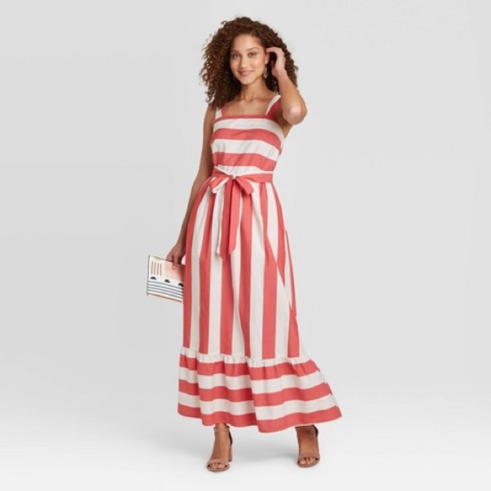 NWT Long pink and white striped dress, Target